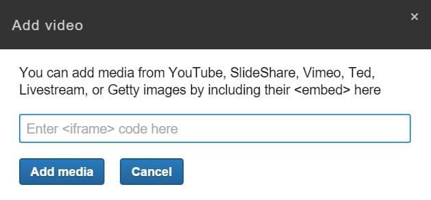 LinkedIn add video screen LinkedIn add video screen