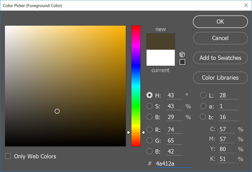 Pantone 448 C or RGB color 4a412a