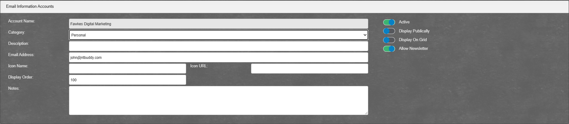Address Information: Email Address Add/Edit