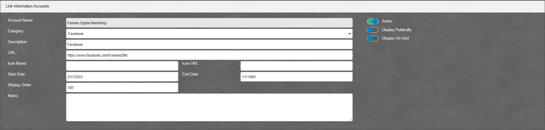 Address Information: Web & Social Add/Edit