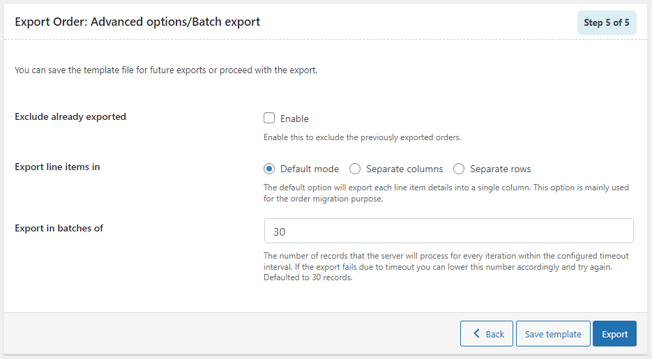 Advanced Export Options