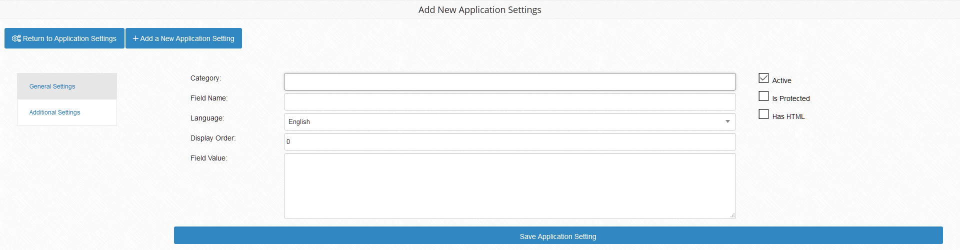 Application Settings Advanced