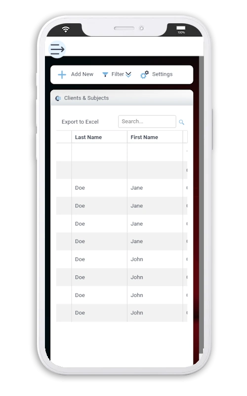 Mobile Device showing Drug Testing module